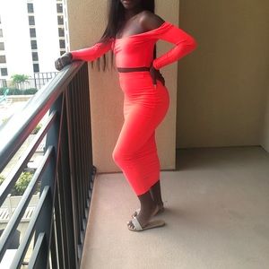 Neon Coral Matching Set